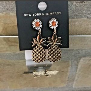 Gold CZ Gemstone Pineapple Earrings